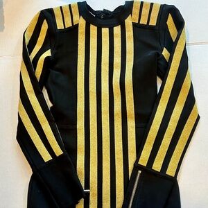 House of CB Black/Gold Stripe Bandage Dress